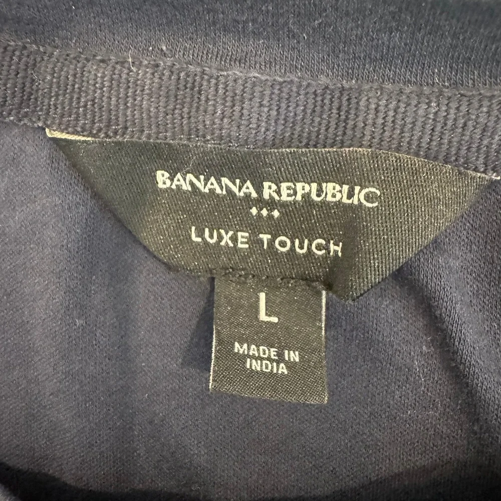 Banana Republic Luxe Touch Mens Navy Blue Cotton Crew Neck T-Shirt Large